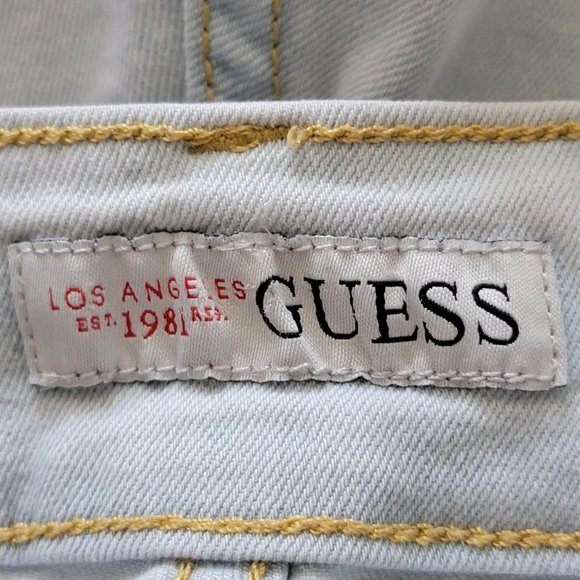 Guess Light Wash Destroyed Cuffed Denim Shorts - Picture 14 of 16